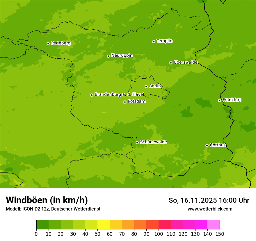 Modellkarten Windgeschwindigkeit