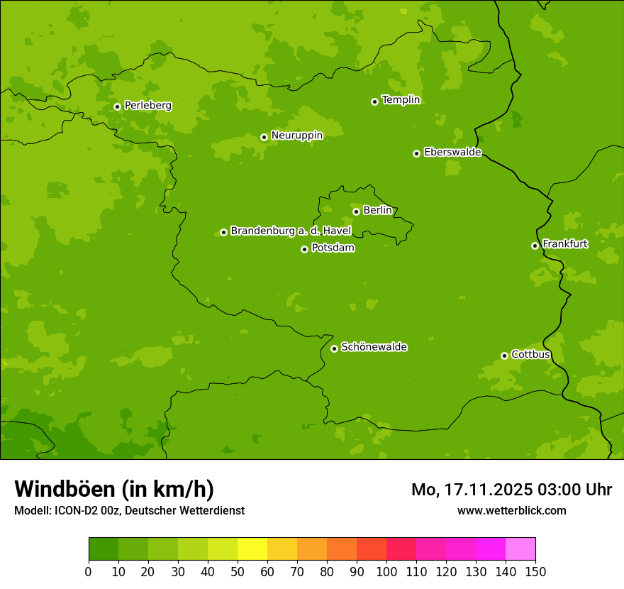 Modellkarten Windgeschwindigkeit
