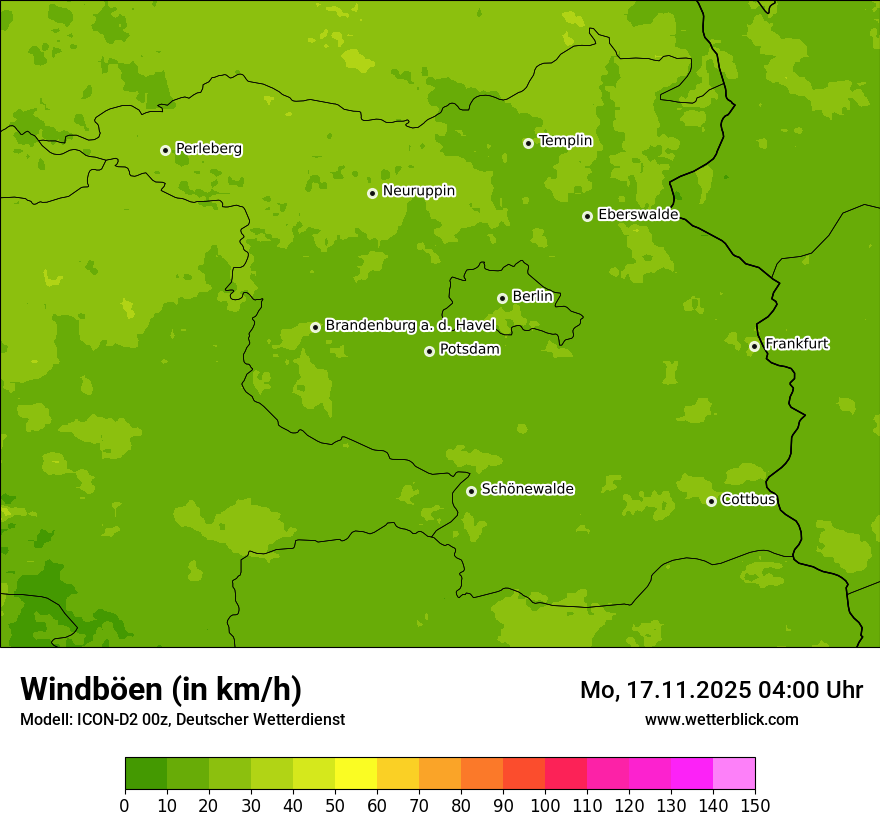 Modellkarten Windgeschwindigkeit