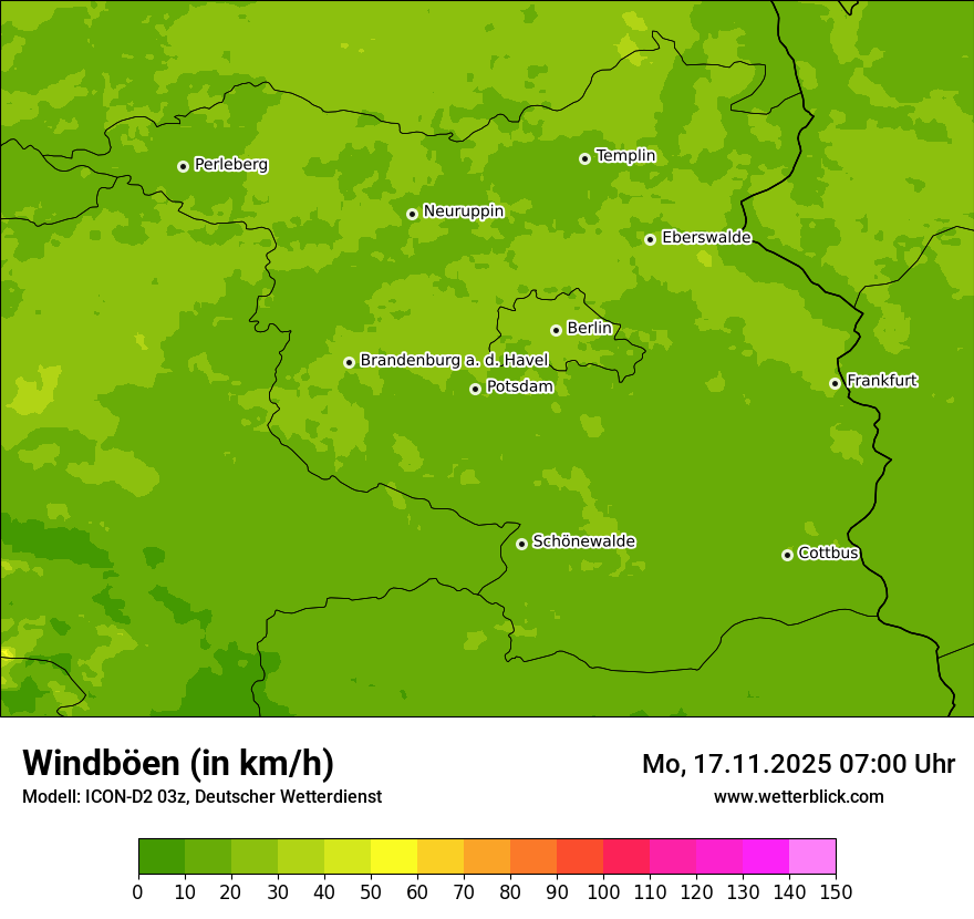 Modellkarten Windgeschwindigkeit