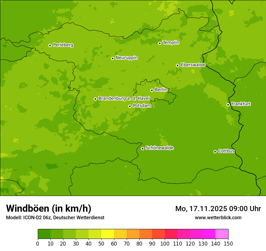 Modellkarten Windgeschwindigkeit