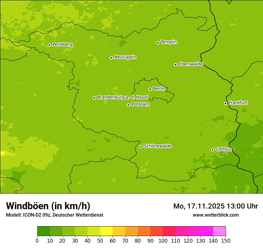 Modellkarten Windgeschwindigkeit