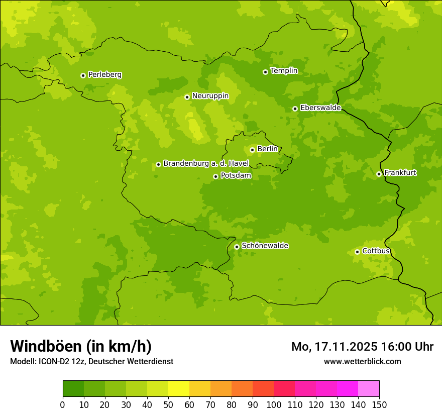Modellkarten Windgeschwindigkeit