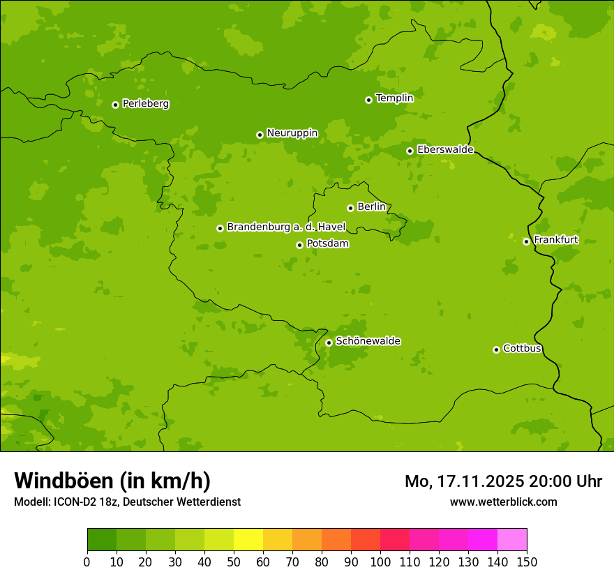 Modellkarten Windgeschwindigkeit