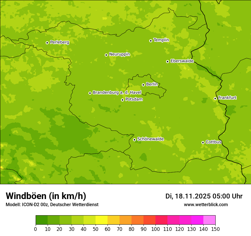 Modellkarten Windgeschwindigkeit