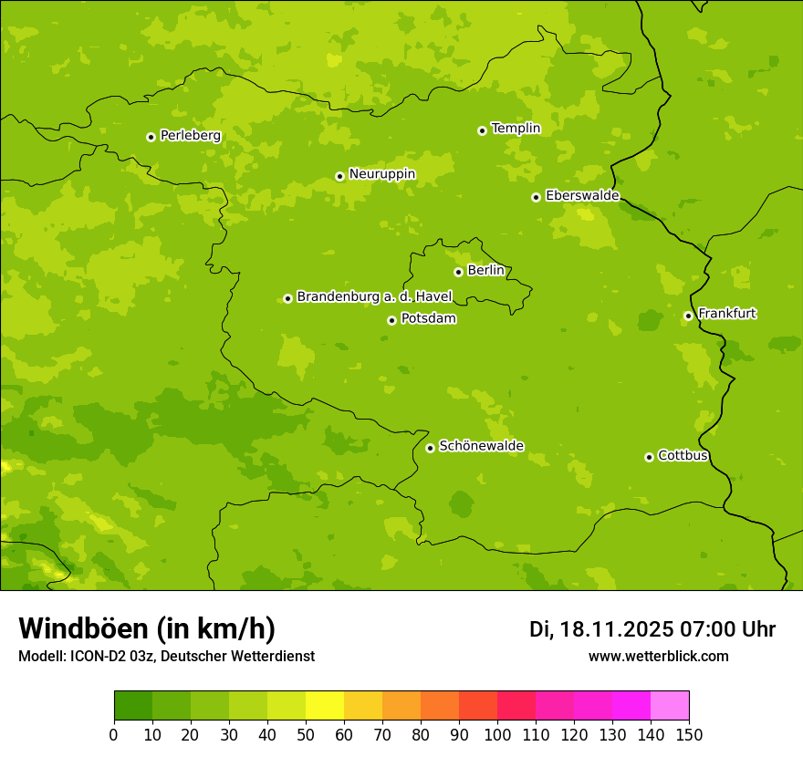 Modellkarten Windgeschwindigkeit