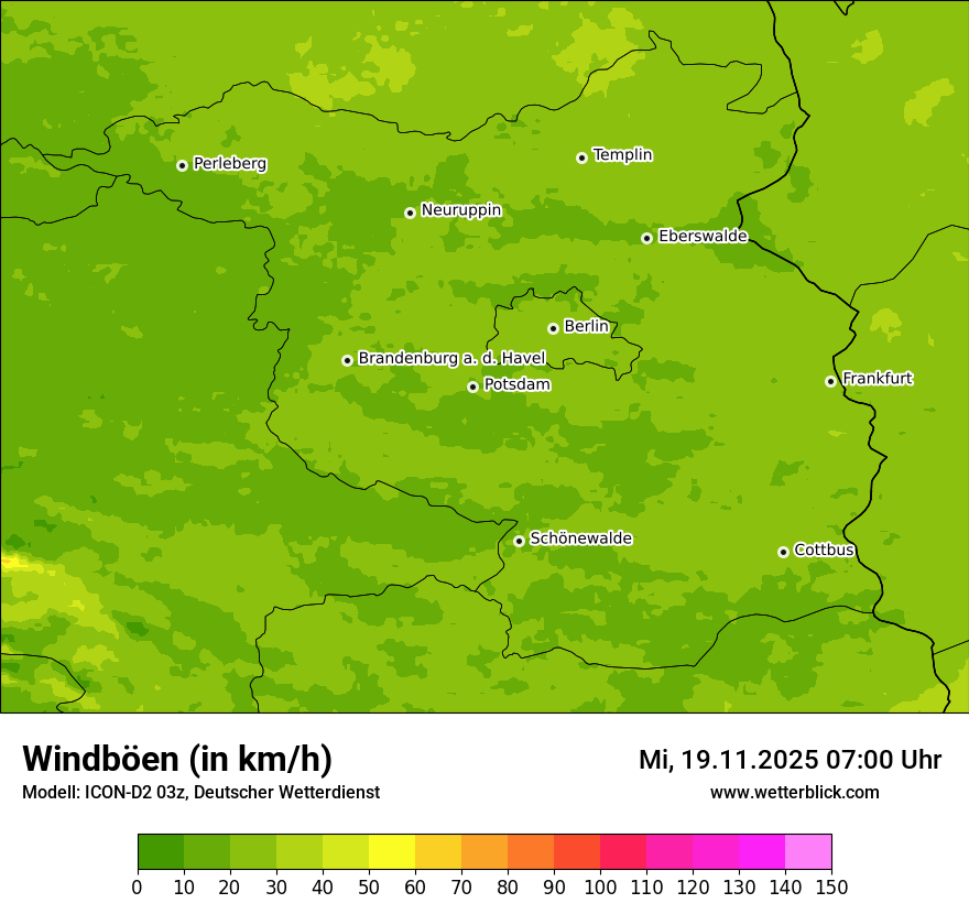 Modellkarten Windgeschwindigkeit