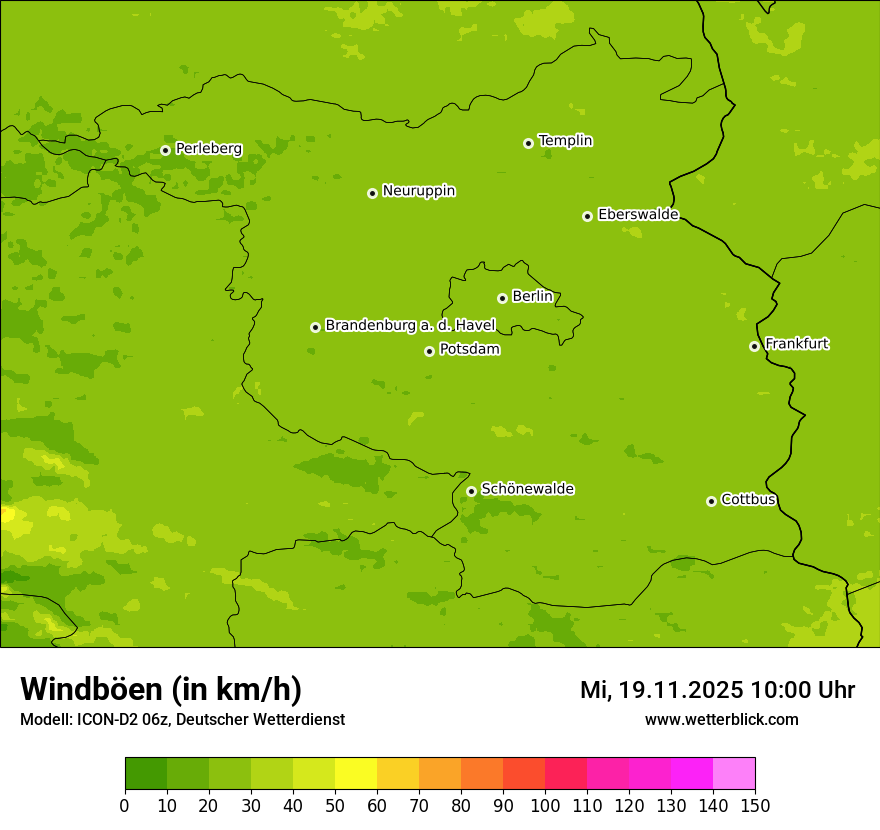 Modellkarten Windgeschwindigkeit