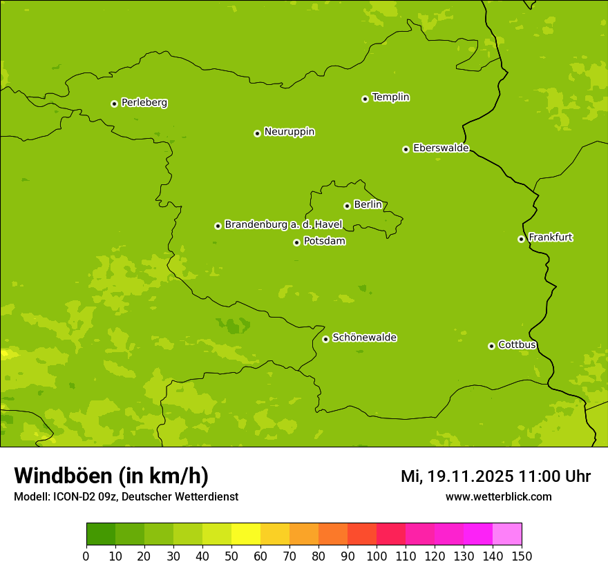 Modellkarten Windgeschwindigkeit