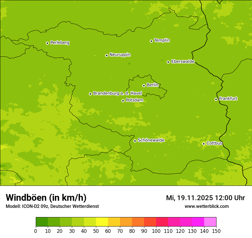 Modellkarten Windgeschwindigkeit