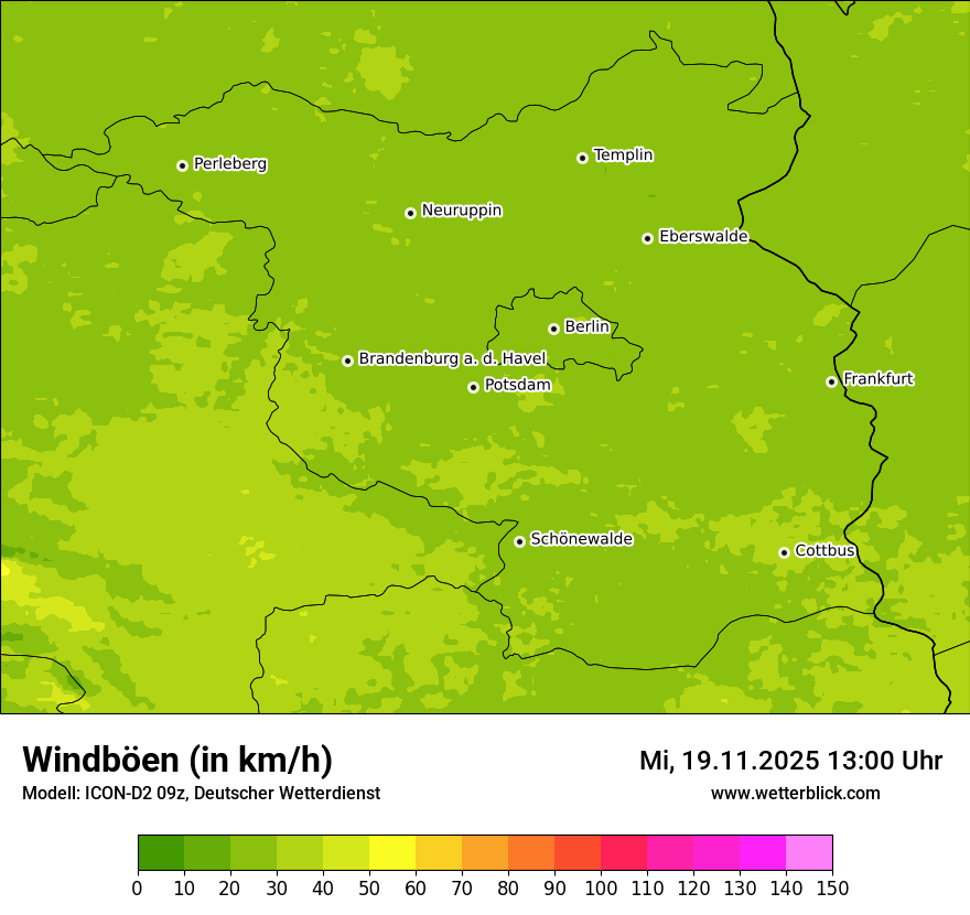 Modellkarten Windgeschwindigkeit