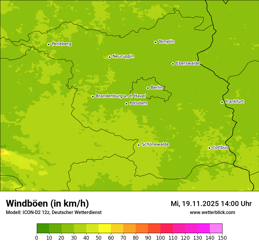 Modellkarten Windgeschwindigkeit