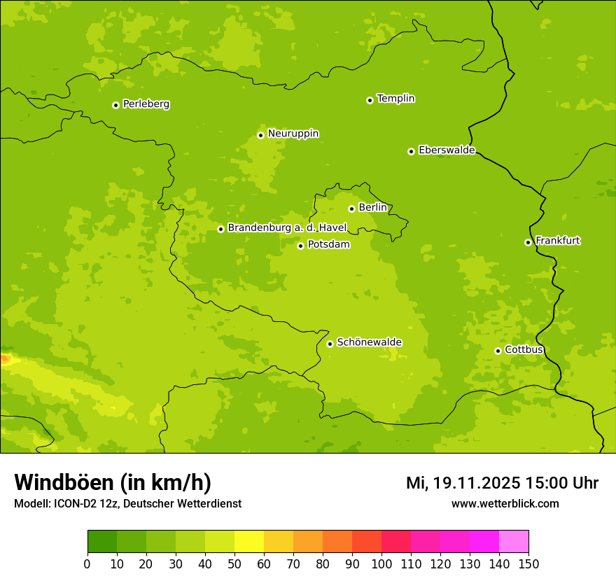 Modellkarten Windgeschwindigkeit