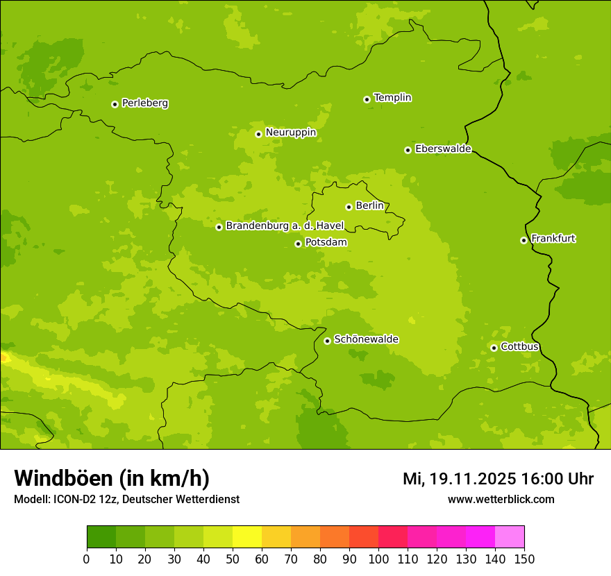 Modellkarten Windgeschwindigkeit