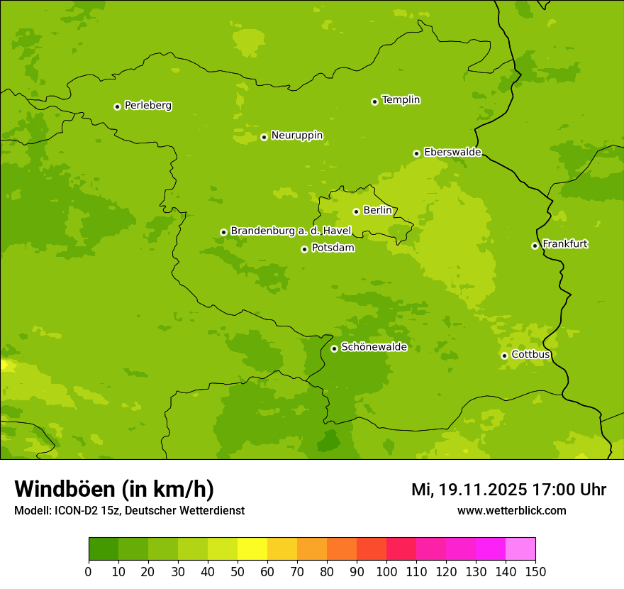 Modellkarten Windgeschwindigkeit