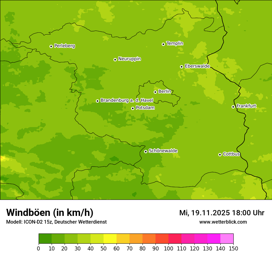 Modellkarten Windgeschwindigkeit