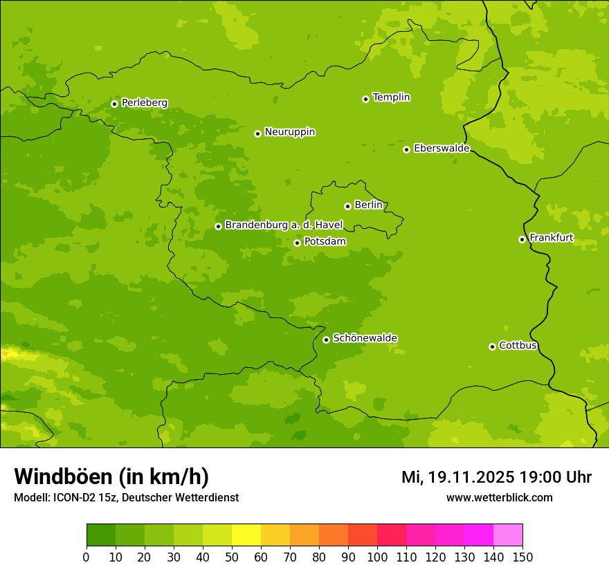 Modellkarten Windgeschwindigkeit