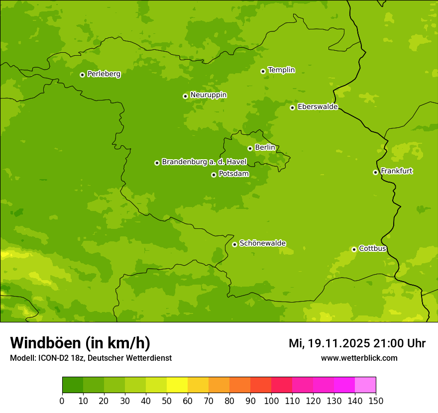 Modellkarten Windgeschwindigkeit