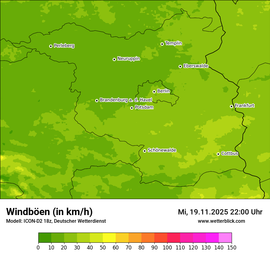 Modellkarten Windgeschwindigkeit
