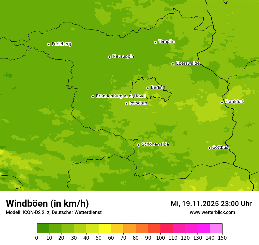 Modellkarten Windgeschwindigkeit