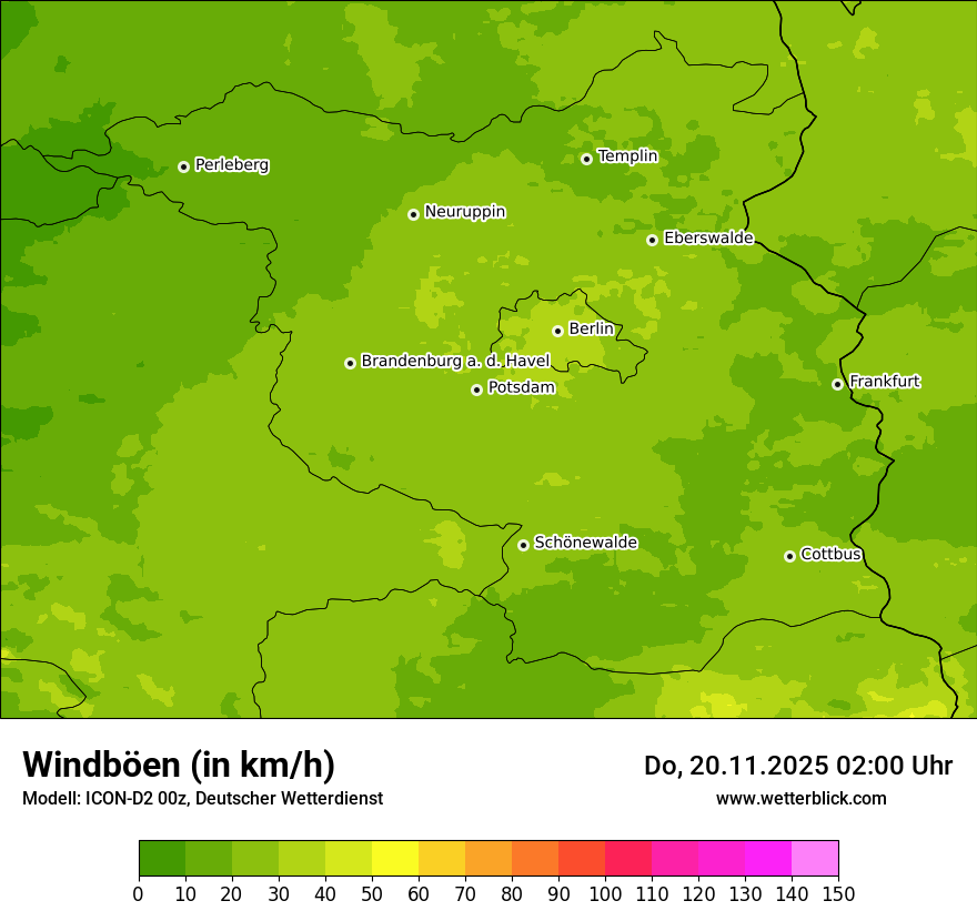 Modellkarten Windgeschwindigkeit