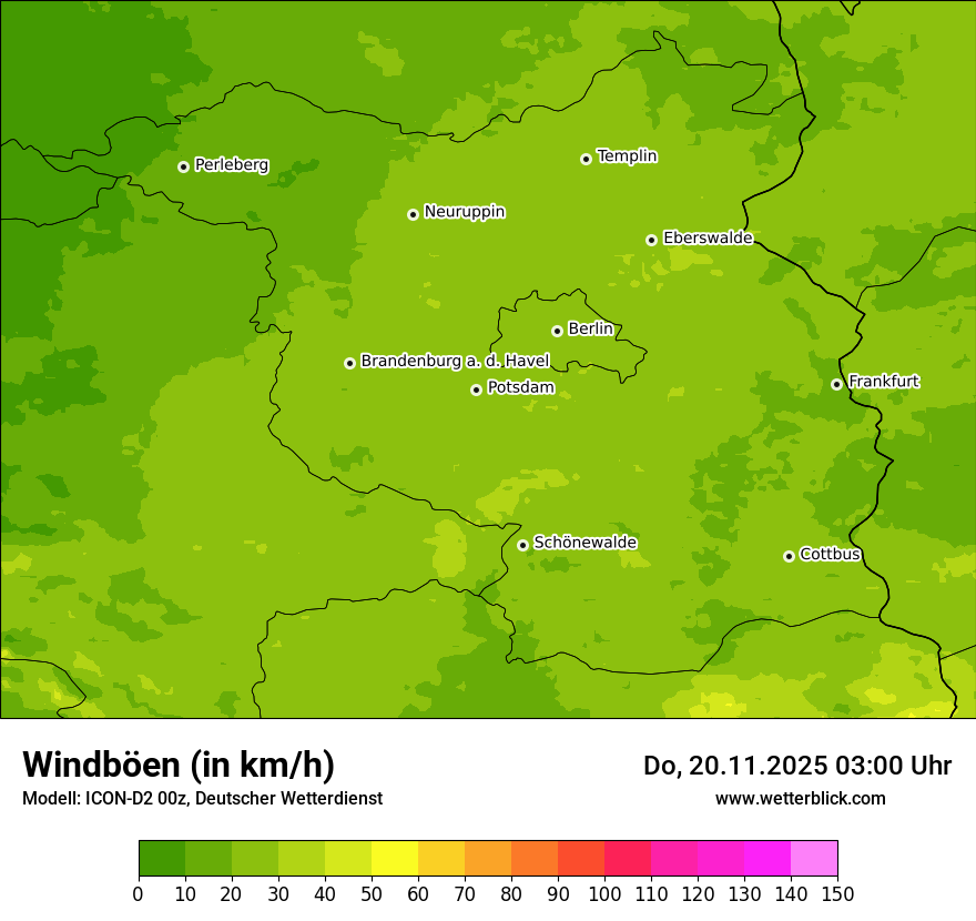 Modellkarten Windgeschwindigkeit