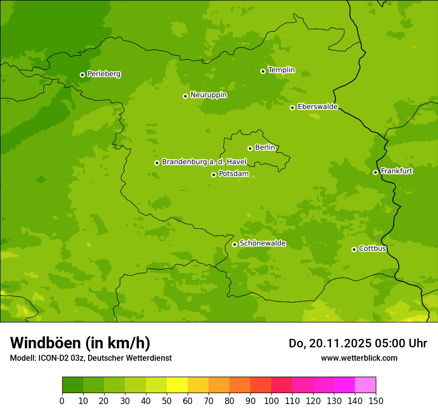 Modellkarten Windgeschwindigkeit