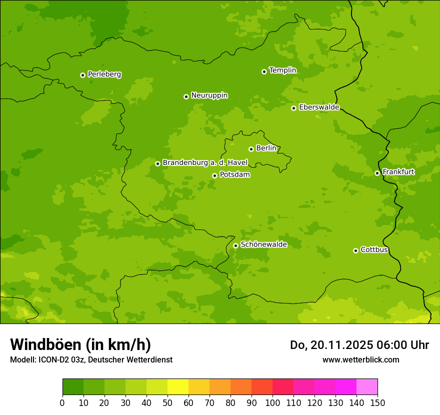 Modellkarten Windgeschwindigkeit