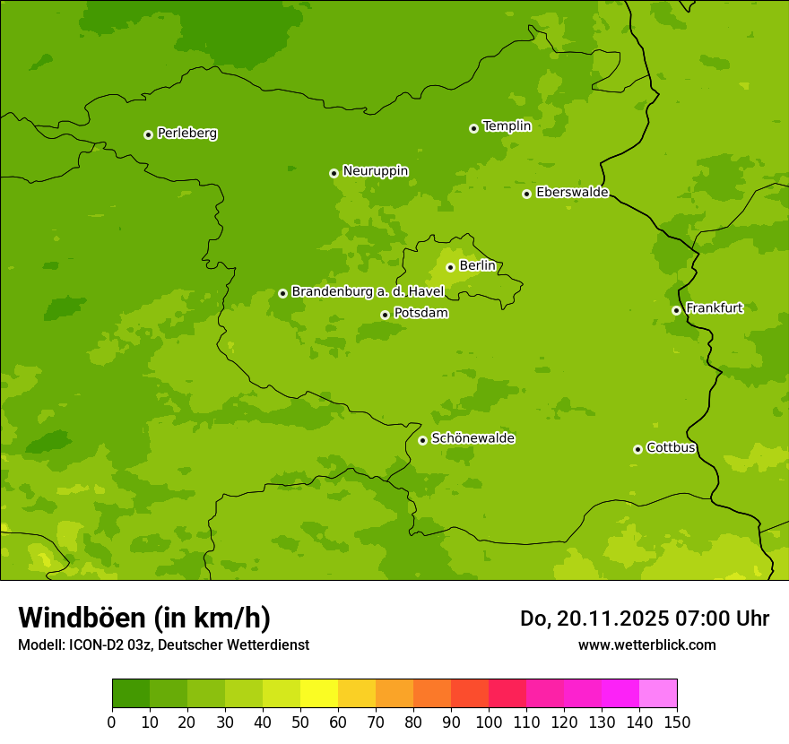 Modellkarten Windgeschwindigkeit