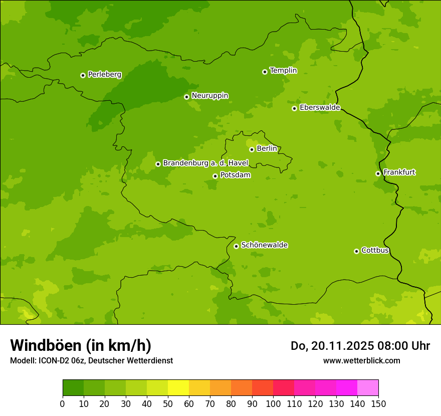 Modellkarten Windgeschwindigkeit