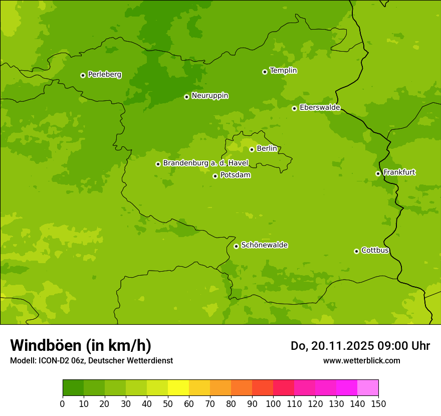 Modellkarten Windgeschwindigkeit