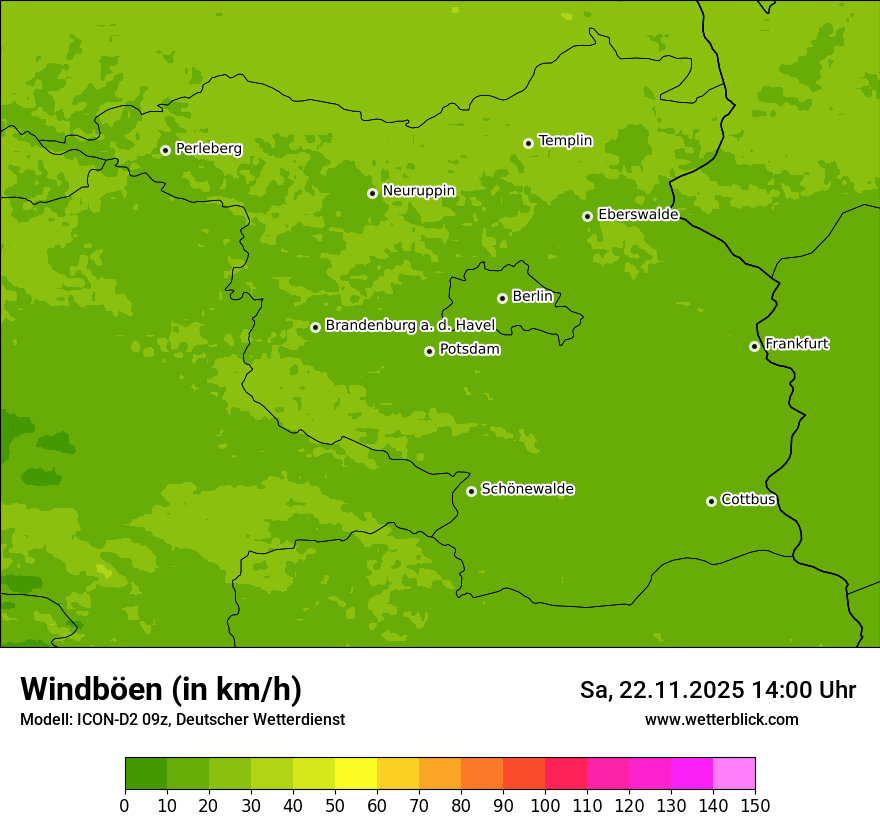 Modellkarten Windgeschwindigkeit
