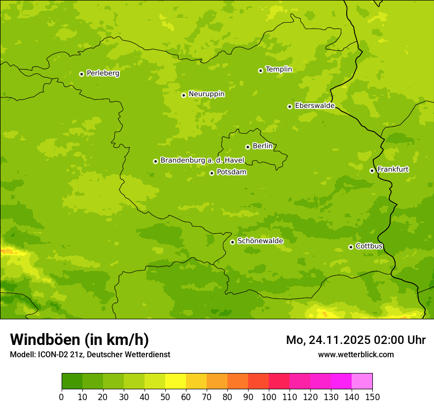 Modellkarten Windgeschwindigkeit