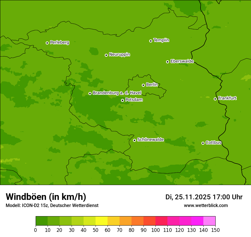 Modellkarten Windgeschwindigkeit