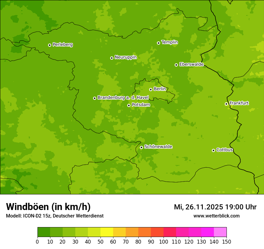Modellkarten Windgeschwindigkeit