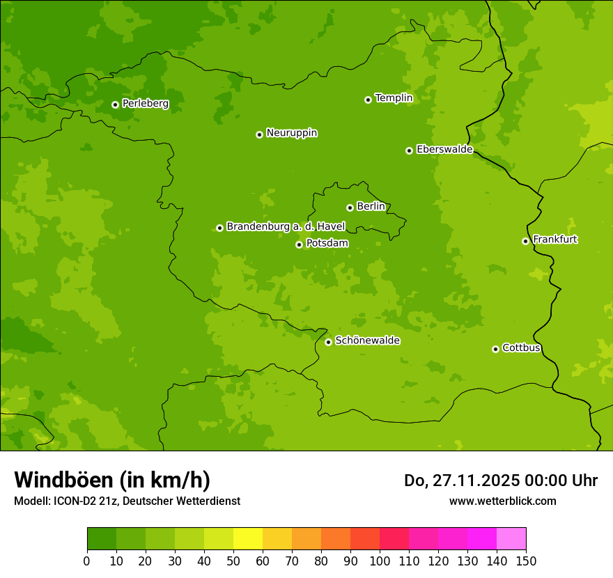 Modellkarten Windgeschwindigkeit