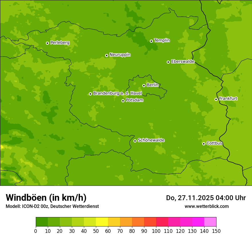 Modellkarten Windgeschwindigkeit