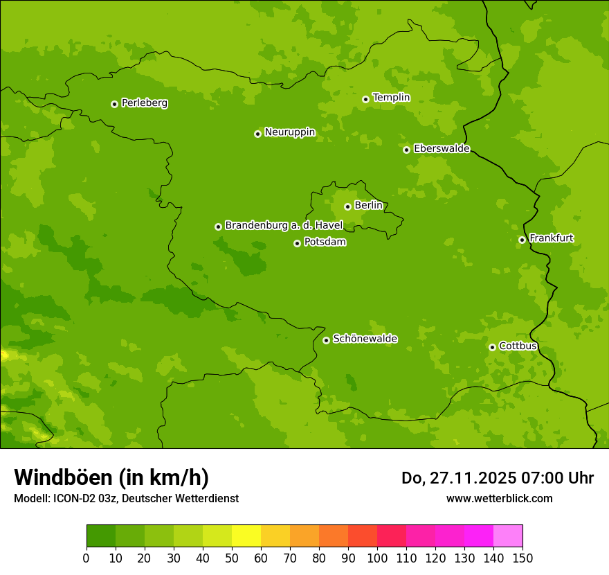Modellkarten Windgeschwindigkeit