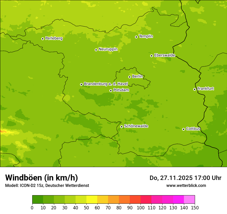 Modellkarten Windgeschwindigkeit