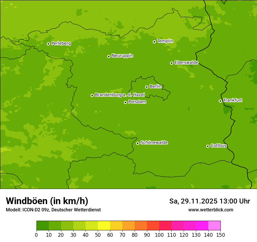 Modellkarten Windgeschwindigkeit