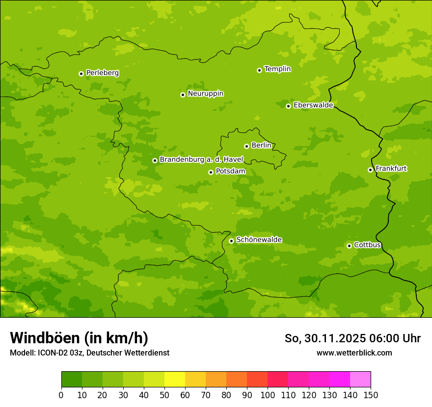 Modellkarten Windgeschwindigkeit