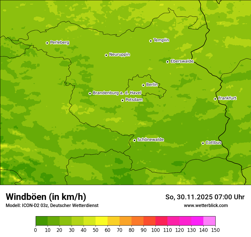 Modellkarten Windgeschwindigkeit