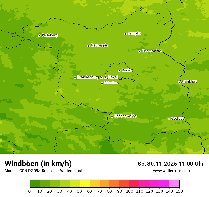 Modellkarten Windgeschwindigkeit
