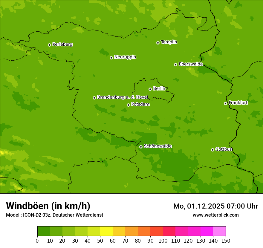 Modellkarten Windgeschwindigkeit