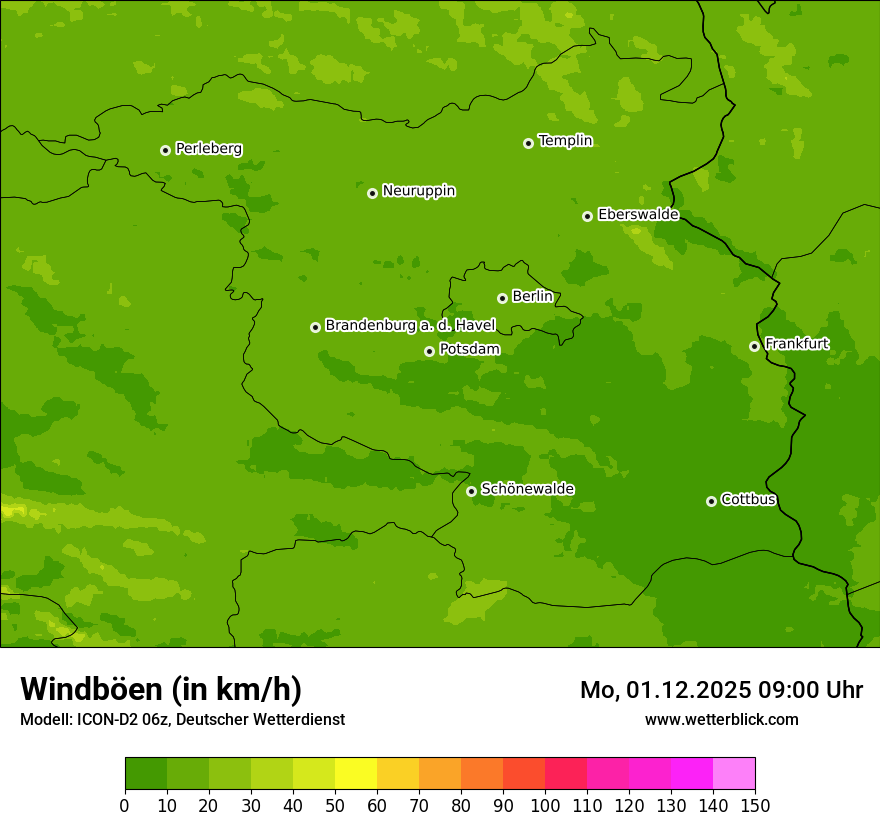 Modellkarten Windgeschwindigkeit