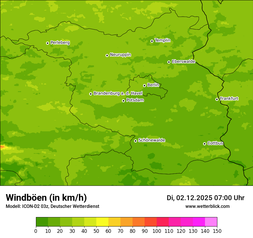 Modellkarten Windgeschwindigkeit
