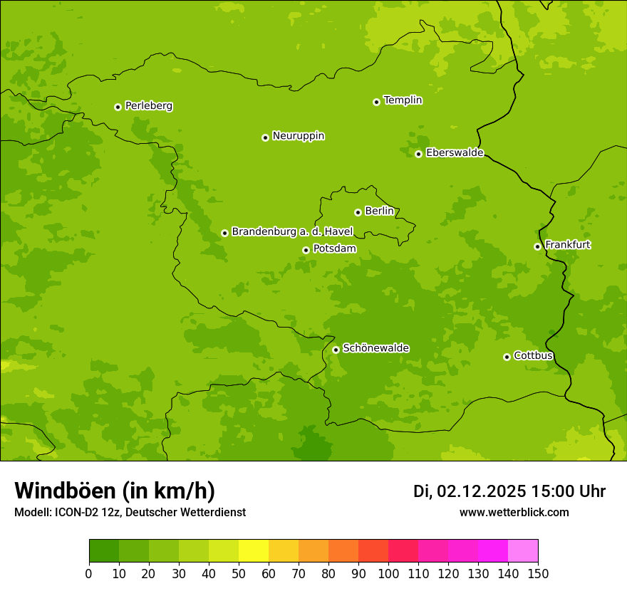 Modellkarten Windgeschwindigkeit