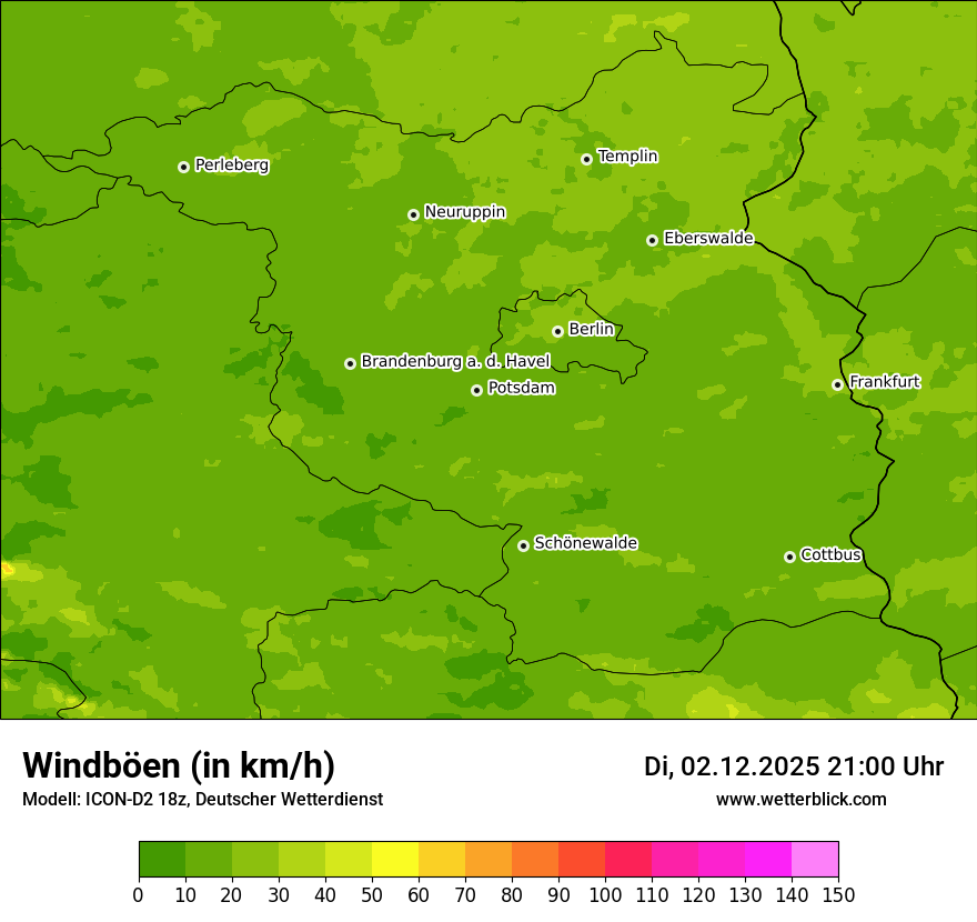 Modellkarten Windgeschwindigkeit
