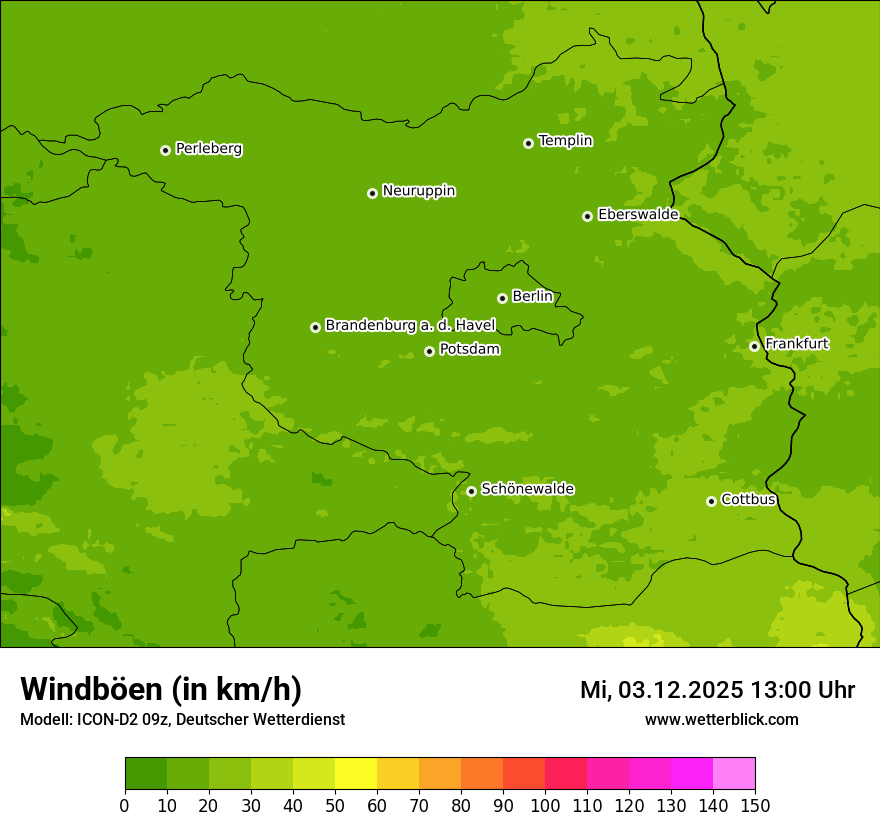 Modellkarten Windgeschwindigkeit