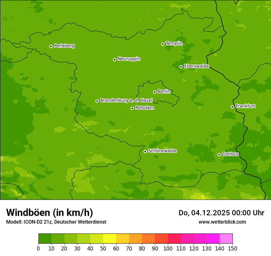 Modellkarten Windgeschwindigkeit